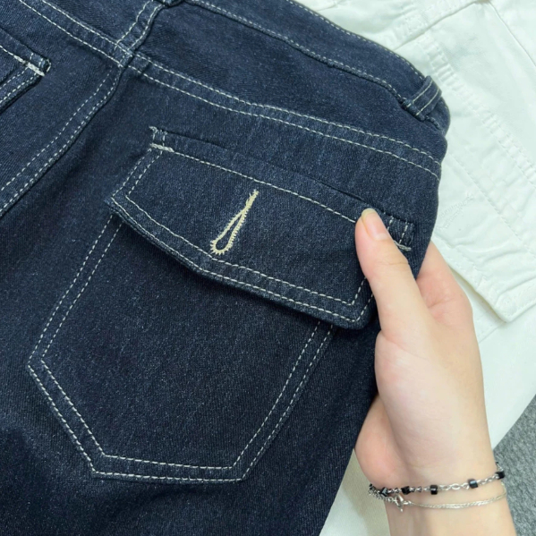 [Peinn] Quần Jean Bigsize Nữ Ống Rộng Xòe Nhẹ Cạp Cao Đi Viền Cá Tính Dễ Phối Đồ Chubby Q548