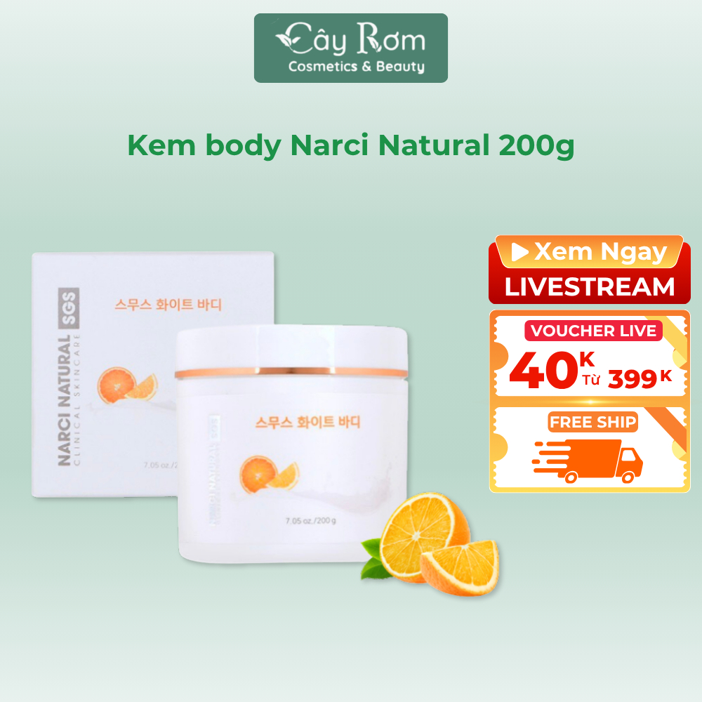 Kem body Narci Natural 200g Smooth White Body | Cây Rơm Cosmetics