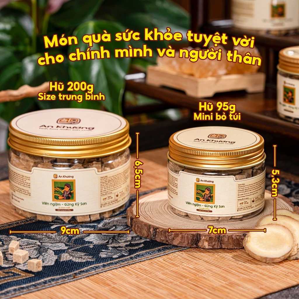 Viên Ngậm Gừng 200g An Khương - Gừng Kỳ Sơn Cay thơm đậm vị, Hỗ trợ Giảm Ho, Đau Bụng Kinh