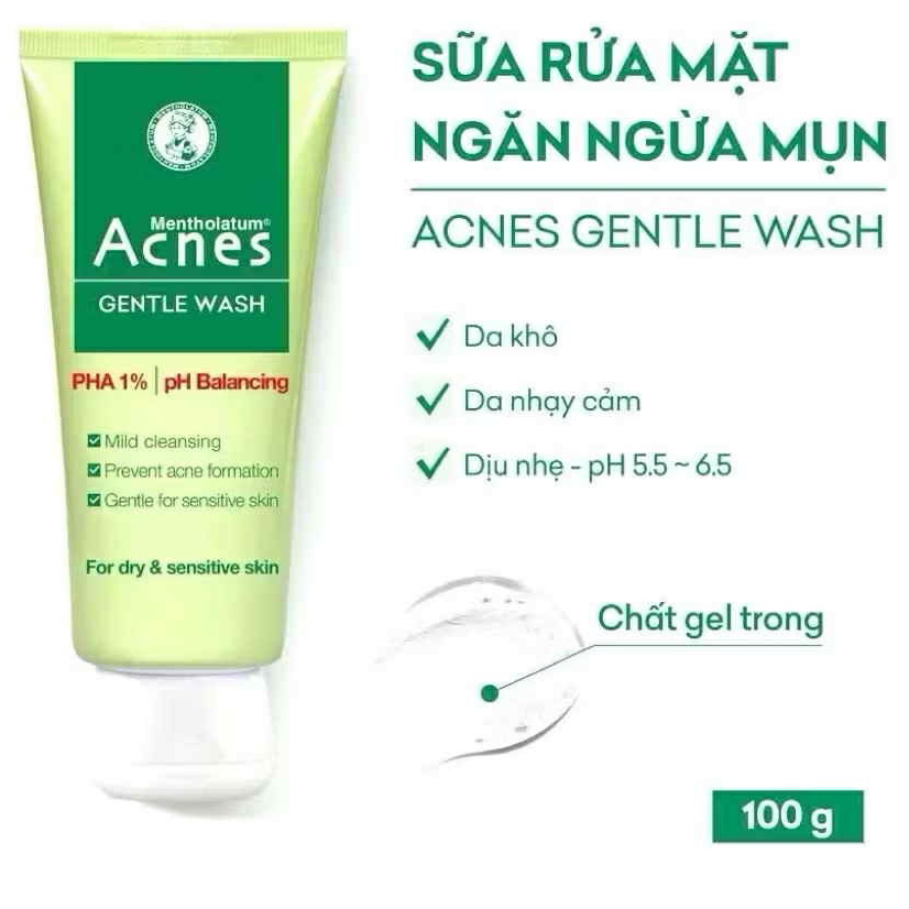 Kem rửa mặt - Sữa rửa mặt Acnes 100g ngừa mụn lành tính