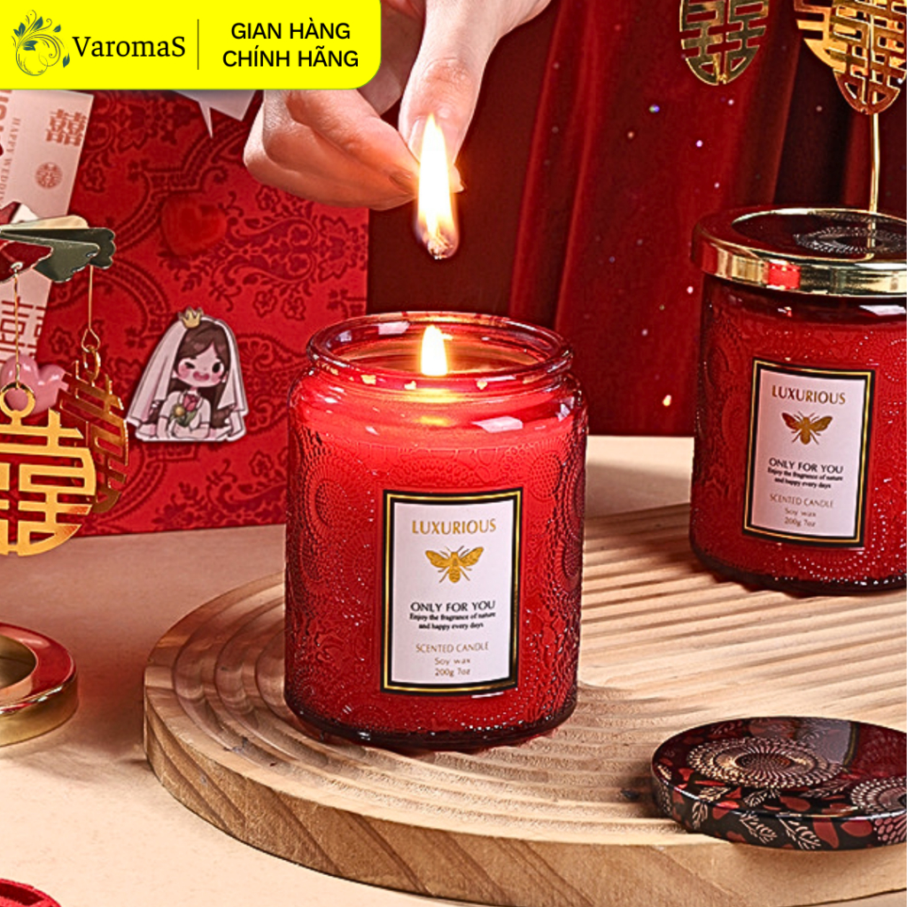 Nến Thơm VaromaS NEN01 Tinh Dầu Thiên Nhiên Thư Giãn Trang Trí Quà Tặng Cao Cấp