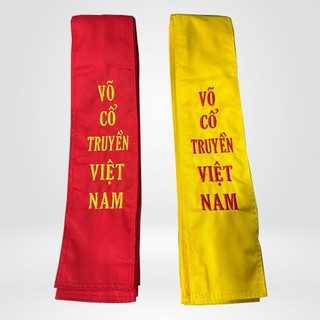 Đai Kaki Thêu Võ Cổ Truyền Việt Nam, hàng cao cấp, đai trắng, đai đỏ, đai vàng, đai có tua...