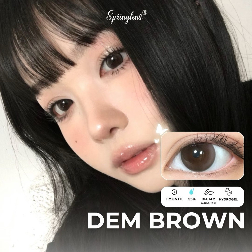 Kính áp tròng DEM BROWN filter nâu hồng đen nhẹ giãn to 1 tháng | Spring Lens