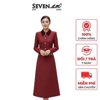 Áo khoác dáng lửng đỏ phối cúc kim loại thời trang nữ Seven.AM H351086K