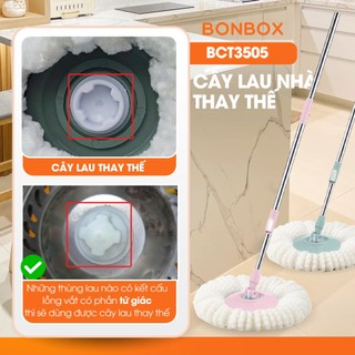 Cây Lau Nhà 360 độ xoay tay BonboxBCT3505 Kèm Bông Lau Nhà, Chổi Lau Nhà Thông Minh Bông Tròn Thay Thế cho BCT706/ BCT70