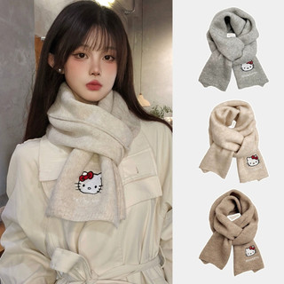 Khăn choàng cổ Hello Kitty lông cừu mềm mịn, Khăn len giữ ấm mùa đông phong cách Hàn Quốc