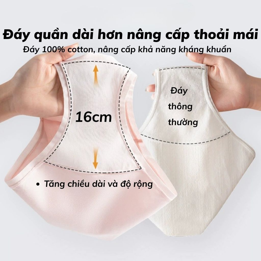 Quần lót nữ cotton cao cấp - Quần chip nữ cạp vừa đáy may hai lớp rộng dài kháng khuẩn LANIXA L183