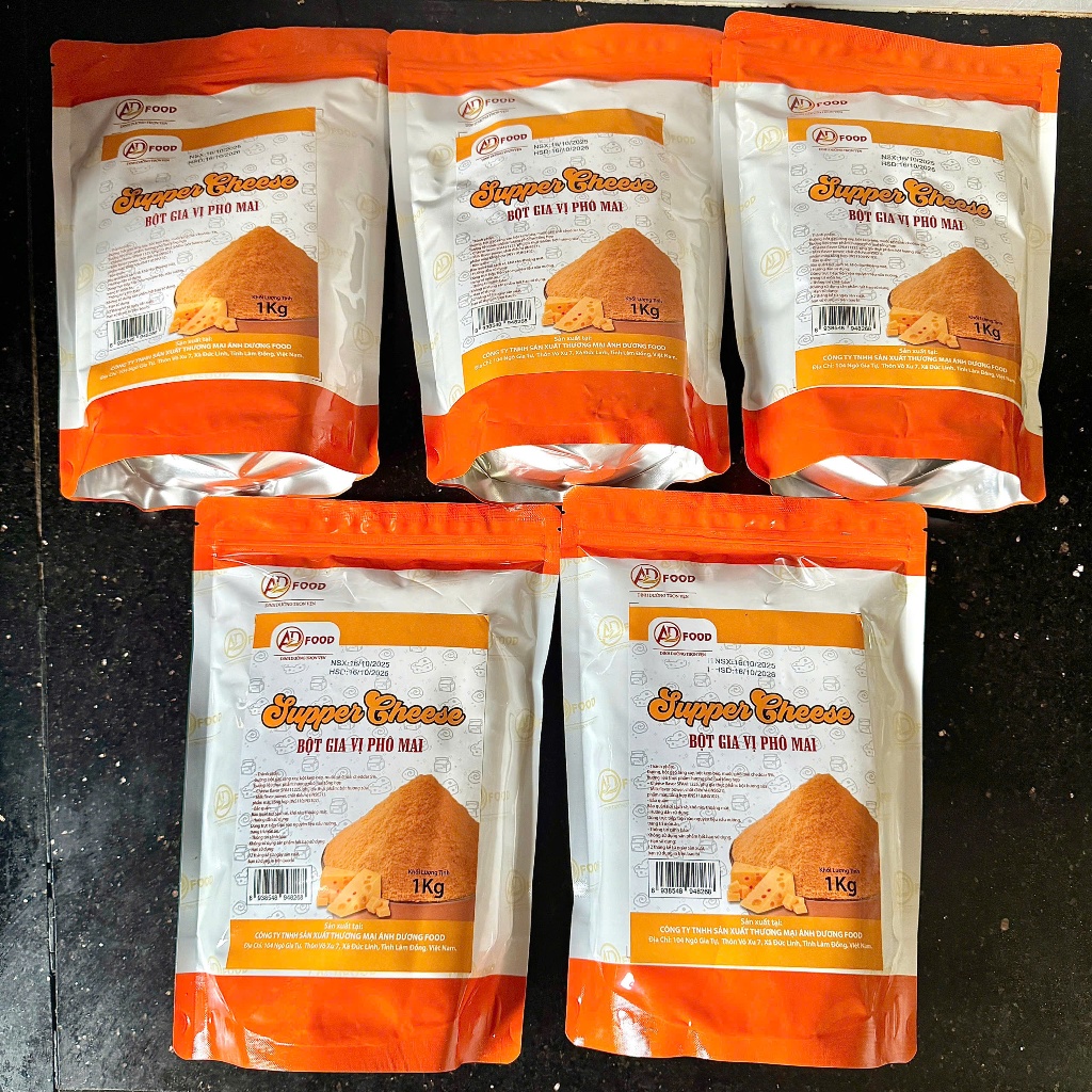 Sỉ 5Kg Bột phô mai Supper Cheese ADFOOD – dùng rắc trực tiếp lên các món chiên, snack và trang trí món ăn