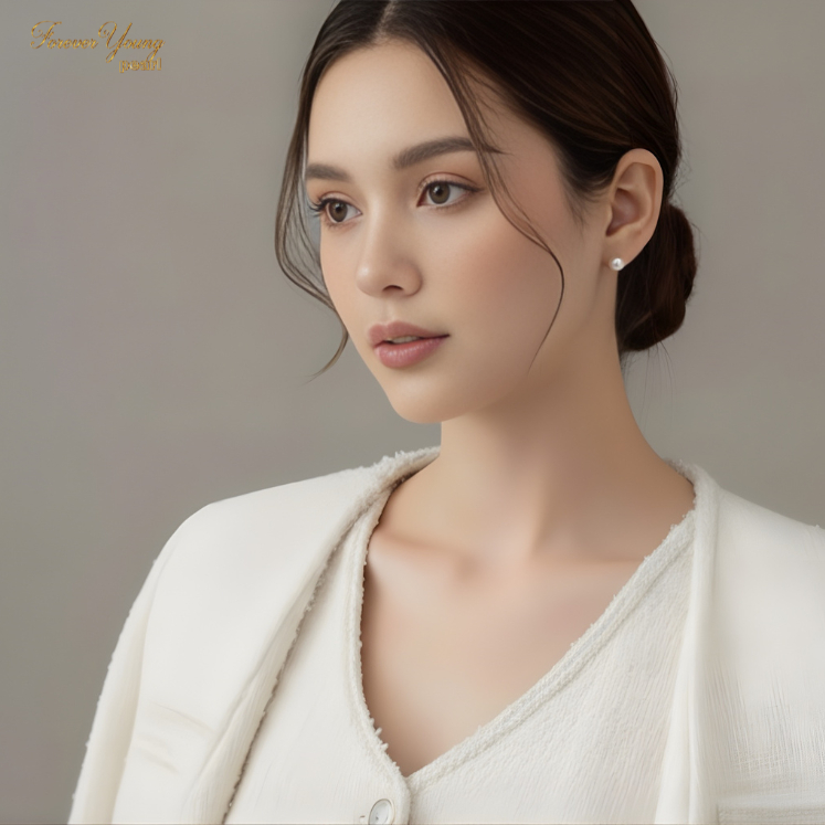 Mã BT18. Bông Tai ngọc Trai Nuôi Nước Ngọt Thiên nhiên 7-8 Li Nguyên Bản - Forever Young Pearl