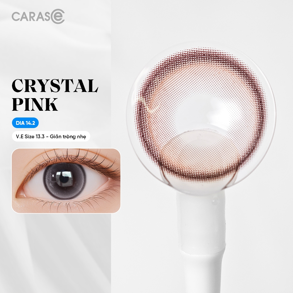 [1 chiếc] Kính áp tròng khoá ẩm 8H 1 Tháng Màu Hồng Pha Lê CARASE, Lens cận CRYSTAL PINK