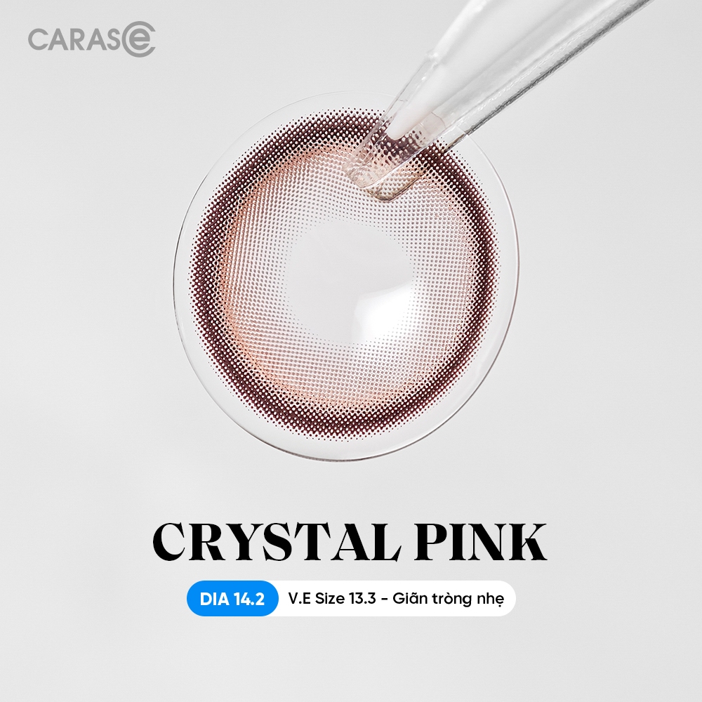 [1 chiếc] Kính áp tròng khoá ẩm 8H 1 Tháng Màu Hồng Pha Lê CARASE, Lens cận CRYSTAL PINK