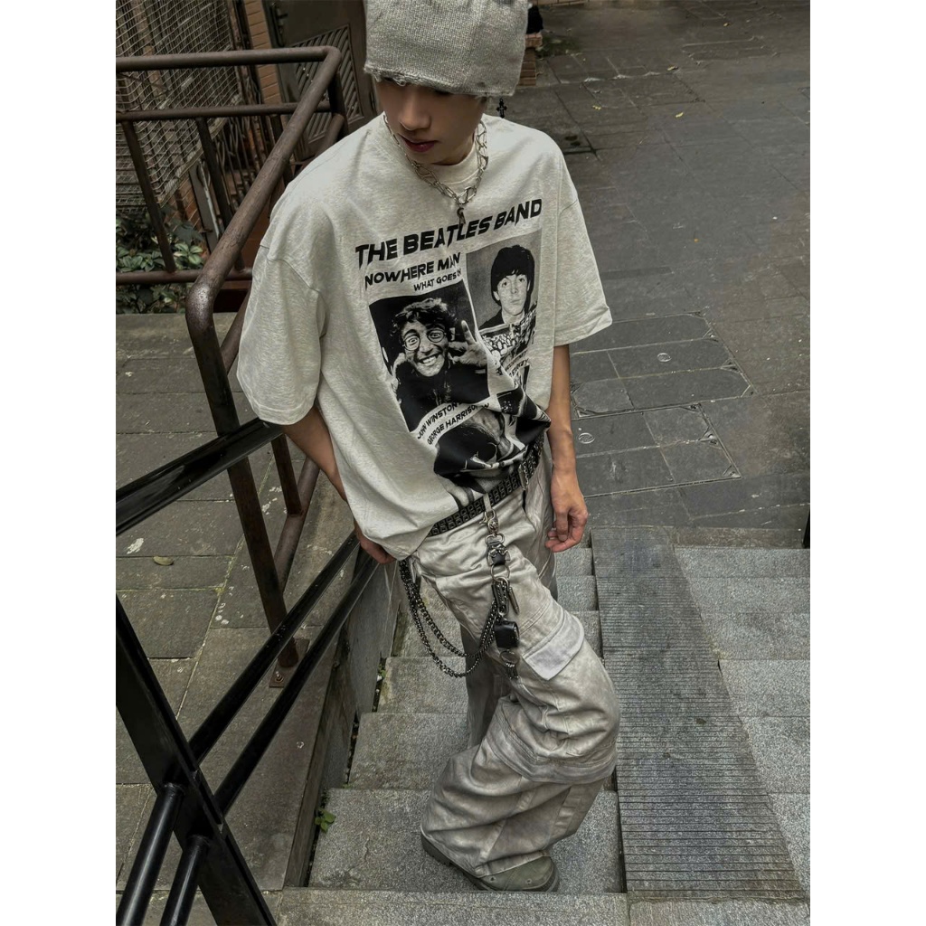 Áo thun Stee Cổ tròn THE BEATLES BAND Localbrand ICVCVNI Unisex Cotton