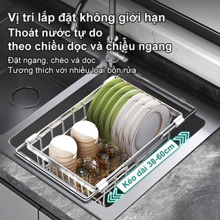 BMZAR Giá để bát đĩa đa năng inox Kệ Bát Đĩa Inox Thu gọn được Giá úp bát đĩa