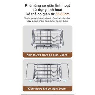 BMZAR Giá để bát đĩa đa năng inox Kệ Bát Đĩa Inox Thu gọn được Giá úp bát đĩa