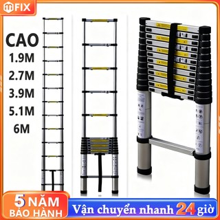 Thang Rút Đơn Chữ I A Thang Rút Nhôm Inox Rút Đơn 1.9M 2.7M 3.9M 5.1M 6M Mạnh mẽ và ổn định, không gỉ Bảo hành 5 năm