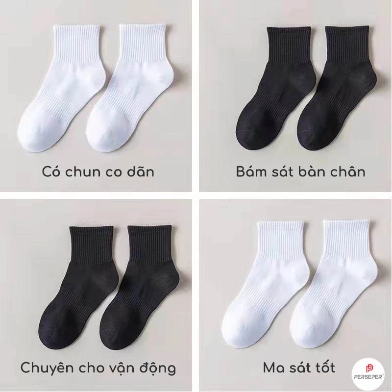 [Peinn] Tất vớ nam nữ chất liệu vải Hàn co giãn bốn chiều, kiểu dáng trơn phong cách hiện đại