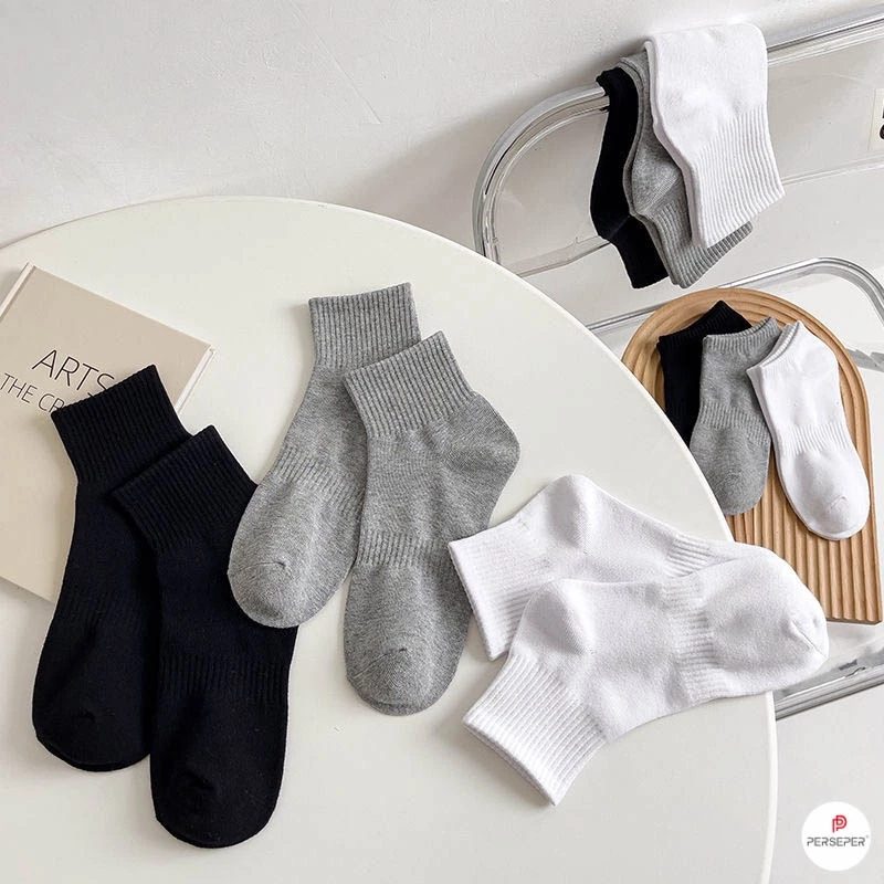 [Peinn] Tất vớ nam nữ chất liệu vải Hàn co giãn bốn chiều, kiểu dáng trơn phong cách hiện đại
