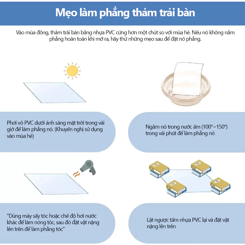Khăn Trải Bàn Nhựa Trong Suốt PVC Chống Thấm - Chống dầu/Chống Trơn Trượt Cao Cấp Lót bàn Bảo Vệ Bề Mặt Bàn