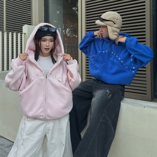ÁO KHOÁC ZIP ĐÍNH NÚT BUTTON LINE FORM UNISEX NAM NỮ BOXY NHIỀU MÀU | SSSTORE.AESTHETIC