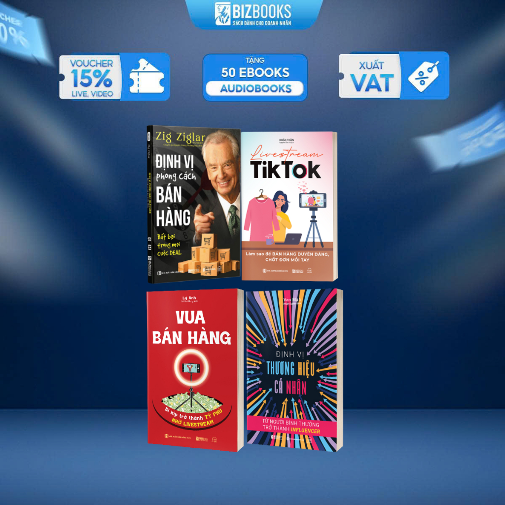 Bộ Sách - Vua bán hàng, Định vị phong cách bán hàng, livestream Tiktok, định vị thương hiệu cá nhân