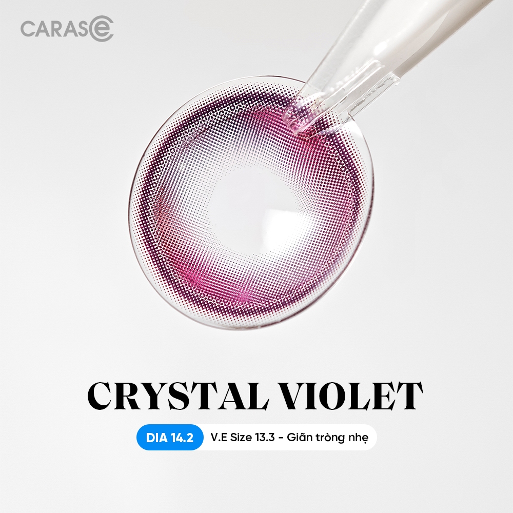 [1 chiếc] Kính áp tròng khoá ẩm 8H 1 Tháng Màu Tím Pha Lê CARASE, Lens cận CRYSTAL VIOLET
