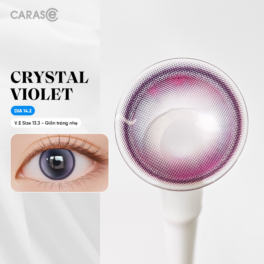 [1 chiếc] Kính áp tròng khoá ẩm 8H 1 Tháng Màu Tím Pha Lê CARASE, Lens cận CRYSTAL VIOLET