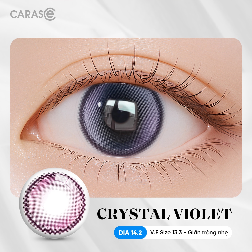 [1 chiếc] Kính áp tròng khoá ẩm 8H 1 Tháng Màu Tím Pha Lê CARASE, Lens cận CRYSTAL VIOLET