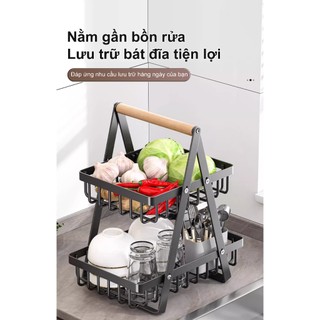 Giỏ Đựng Đồ  Đa Năng Sắt 3 Tầng Giỏ để đồ Có thể cầm tay lên Để lưu trữ rau quả