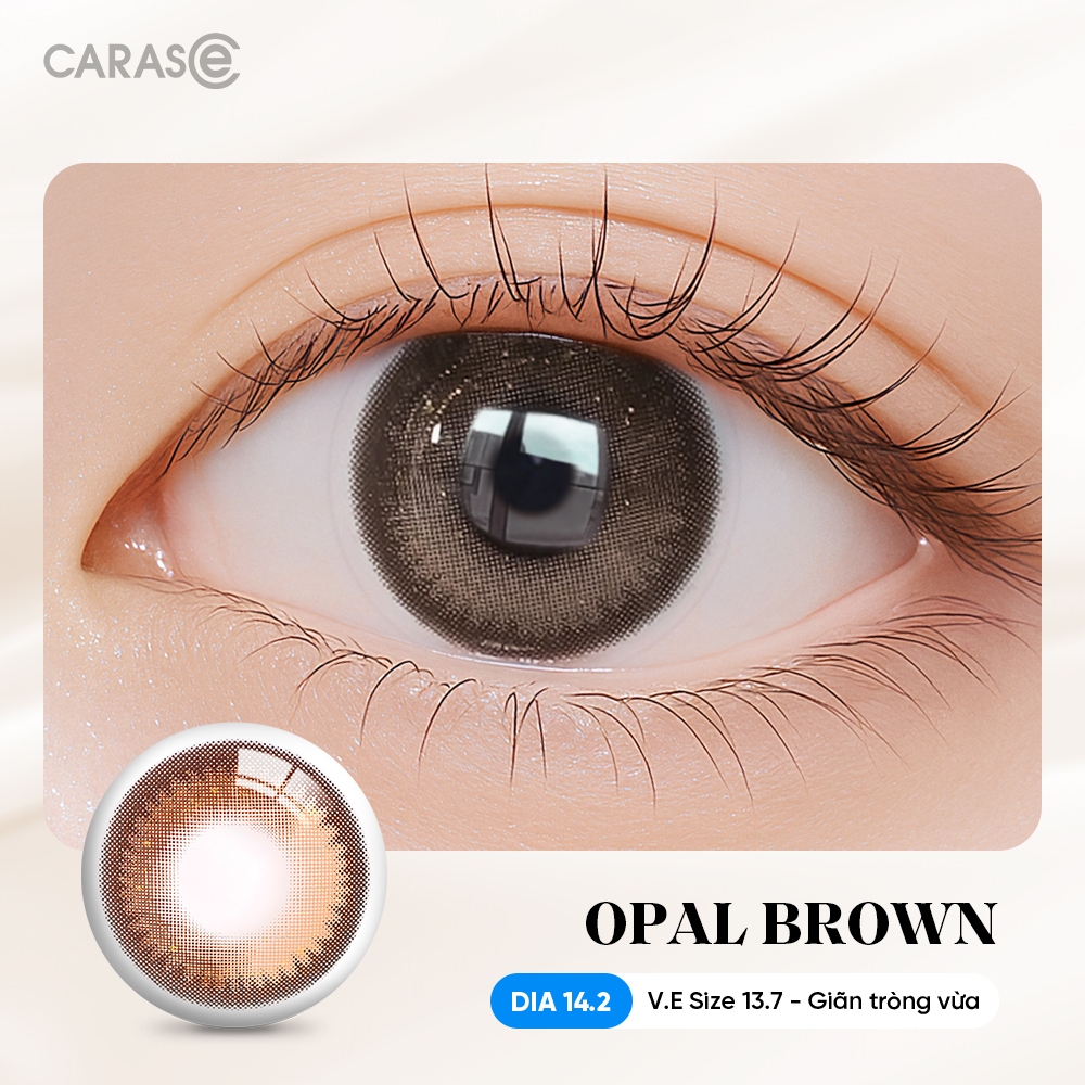[1 chiếc] Kính áp tròng khoá ẩm 8H 1 Tháng Màu Nâu Cà Phê Sữa CARASE, Lens cận OPAL BROWN