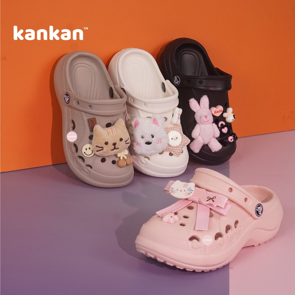 Sục Cho Bé Gái Đế Cao KanKanStore Dép Sục Quai Hậu Tặng Kèm Sticker Nổi KA114