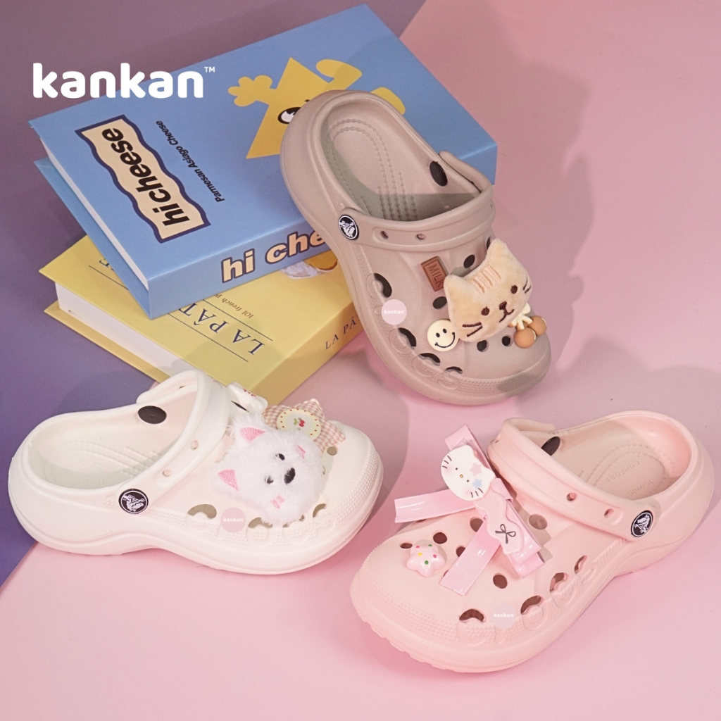 Sục Cho Bé Gái Đế Cao KanKanStore Dép Sục Quai Hậu Tặng Kèm Sticker Nổi KA114