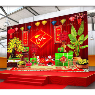 DECOR Tranh Vải Trang Trí Phông Nền Lễ Tết Backdrop chụp ảnh sự kiện NĂM MỚI BÍNH NGỌ 2026 Size Lớn 4M TET12 - BEEKIDS