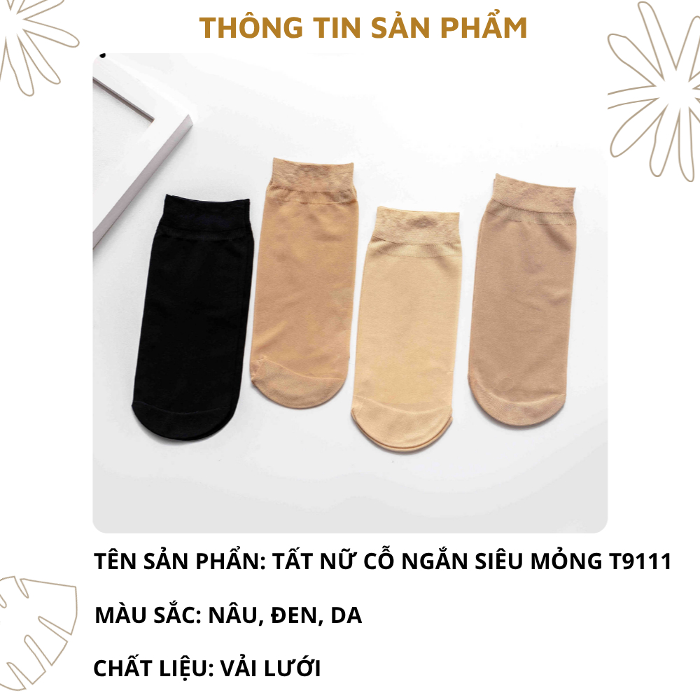 Tất nữ cổ ngắn siêu mỏng chất vải lưới mềm mại thoáng khí, Vớ nữ co giãn thoải mái  ZANABRA T9111