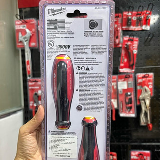 Bộ 2 Tua Vít Cách Điện 1000V Mũi Slim Milwaukee 48-22-2207 - Tay Cầm 3 Cạnh - Chính Hãng