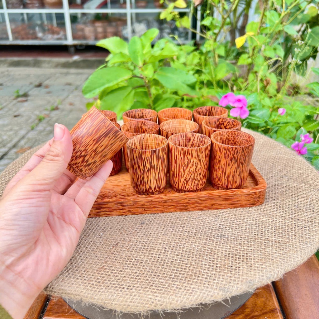 [ HÀNG LOẠI 1 ] Ly Uống Trà Gỗ Dừa Quà Tặng Độc Đáo, Trang Trí Bàn Tiệc, Sưu Tầm Đồ Gỗ Thủ Công - KIM TỨ