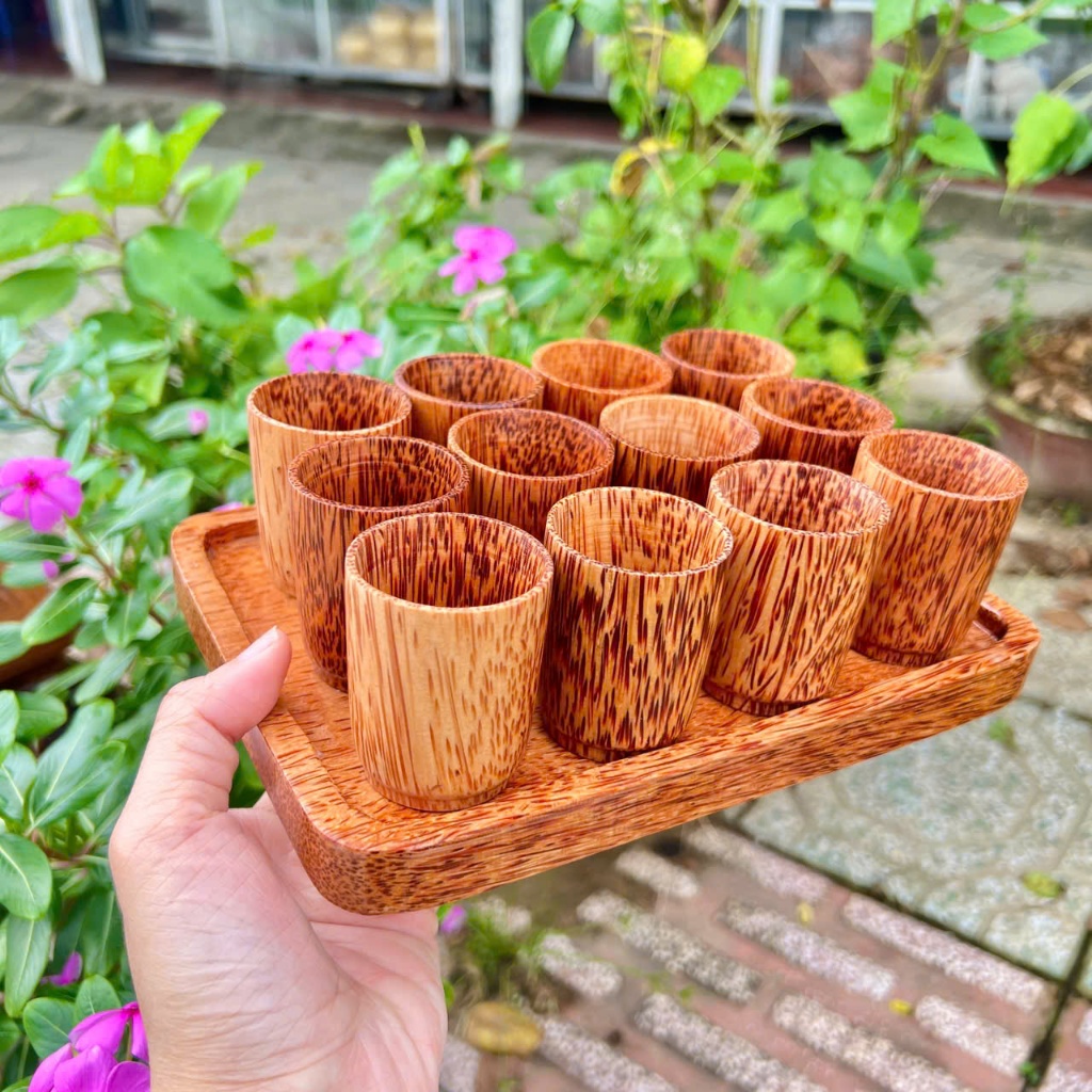 [ HÀNG LOẠI 1 ] Ly Uống Trà Gỗ Dừa Quà Tặng Độc Đáo, Trang Trí Bàn Tiệc, Sưu Tầm Đồ Gỗ Thủ Công - KIM TỨ