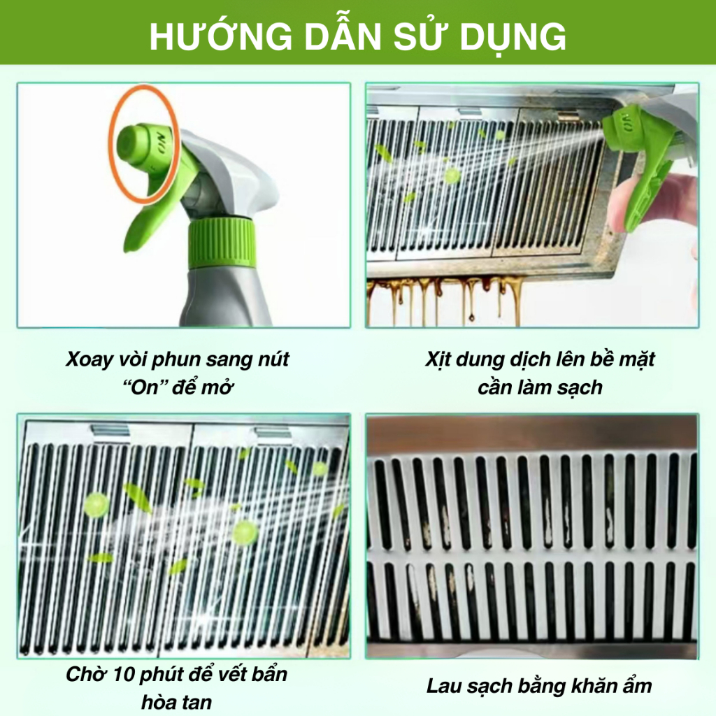 [ Mẫu mới nhất] Chai xịt tẩy rửa nhà bếp Denkmit đa năng 750ml dùng cho cả máy hút mùi Power4