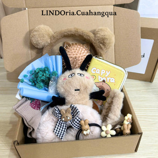 Set Quà Tặng Bạn Gái Cute LINDOria, Quà Sinh Nhật, 20/10, 14/2, 8/3, Capybara, Cinnamoroll, Kitty..