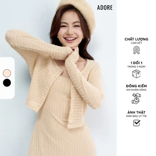 512CA1001 - Cardigan mỏng len ren kem/đen ADORE