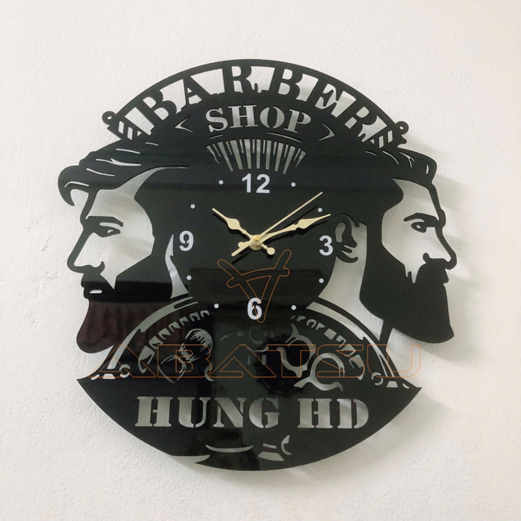 Tranh Đồng Hồ Treo Tường Cắt Tóc Barber Abatsu