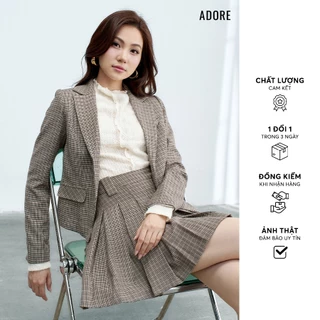 512BL1001 - Blazer houndstooth nâu dáng ôm 1 hàng khuy royal ADORE