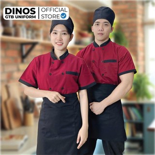 Áo Bếp Tay Ngắn Dinos, Cổ Tàu Cho Nam Nữ Nhân Viên Bếp Nhà Hàng, Khách Sạn, Quán Ăn - Nhiều Màu Sắc