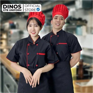 Áo Bếp Tay Ngắn Dinos, Cổ Tàu Cho Nam Nữ Nhân Viên Bếp Nhà Hàng, Khách Sạn, Quán Ăn - Nhiều Màu Sắc