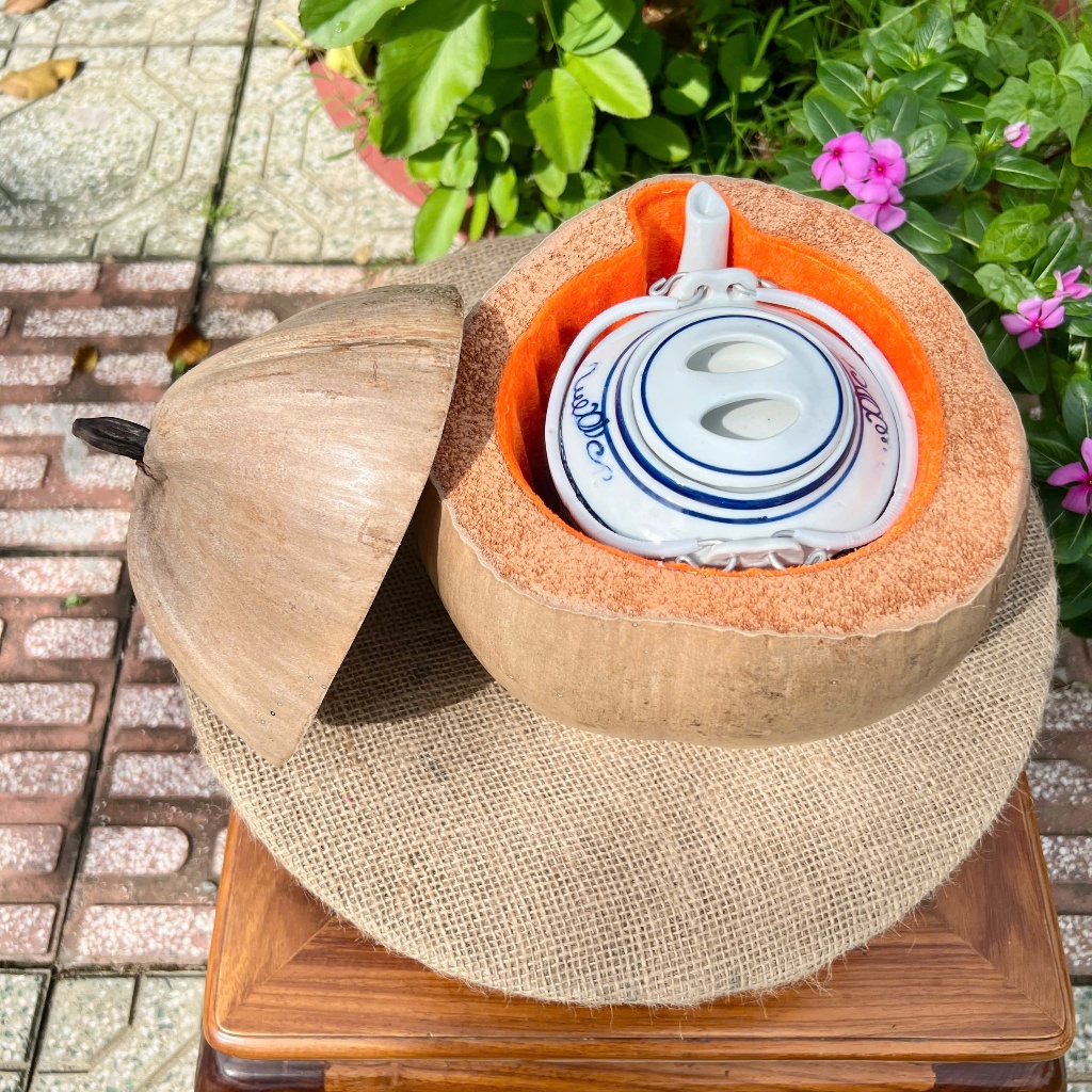 [ SIZE 800ML - 1000ML ] Bình Ủ TRÁI DỪA THÔ Giữ Nhiệt Ấm Trà Cao Cấp, THÔ NGUYÊN THUỶ Trang Trí Bàn Trà, Quà Tặng Sang