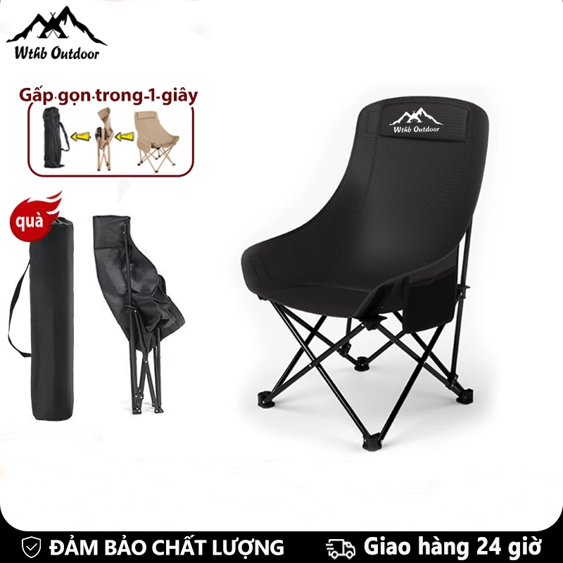 WTHB Outdoor Ghế cắm trại lưng cao gấp gọn Chịu lực 300kg điều chỉnh linh hoạt tiện mang đi Đi câu dã ngoại siêu