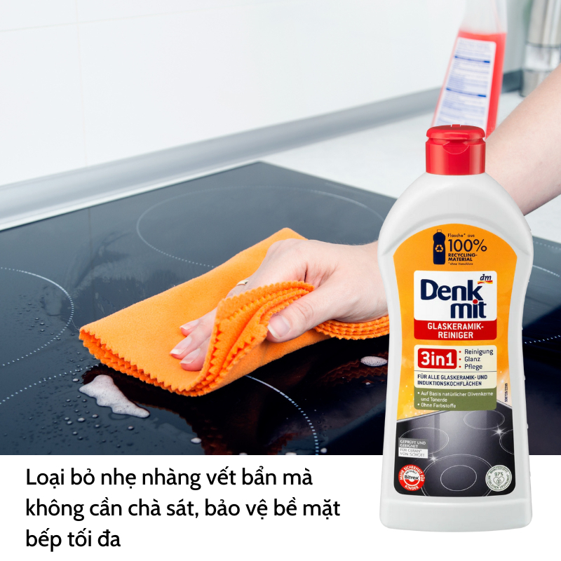Dung dịch vệ sinh bếp từ DENKMIT 3IN1 Đức 300ml, lau bếp từ, mặt kính