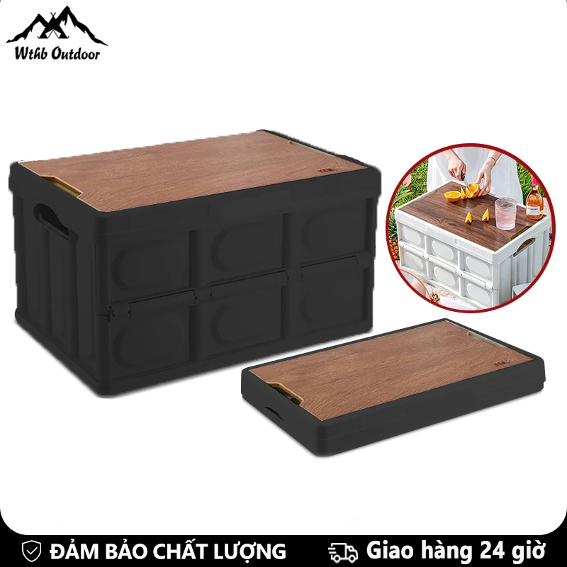WTHB Outdoor Bàn camping gấp gọn đa năng hộp nhựa dung tích lớn bền bỉ chịu lực tốt cho picnic cắm trại và câu cá