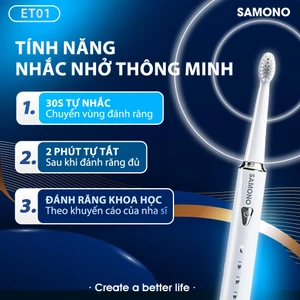 Bàn Chải Điện SAMONO SW-ET01 - Máy đánh răng 5 chế độ - Tặng kèm 4 đầu thay thế - BH 1 năm