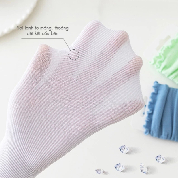 [Peinn] Tất vớ nữ cổ bèo nhún phong cách tiểu thư loli, chất liệu cotton than tre thoát mui co giãn tốt  TTD01