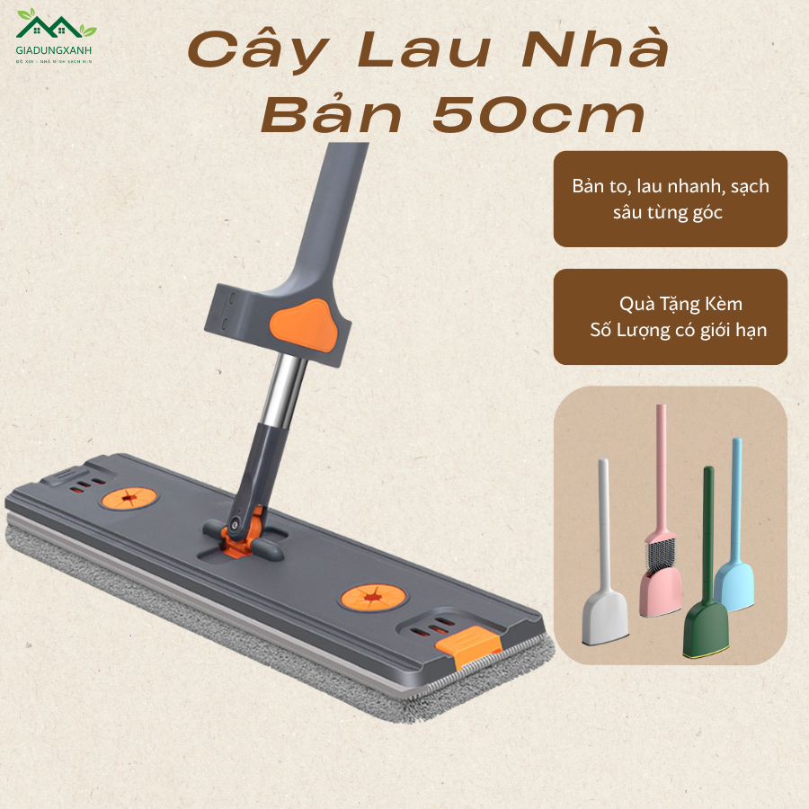 Mua 1 tặng 1Cây Lau Nhà Bản To 50cm lau nhanh sạch sâu, gọn gàng mọi góc nhà 2026